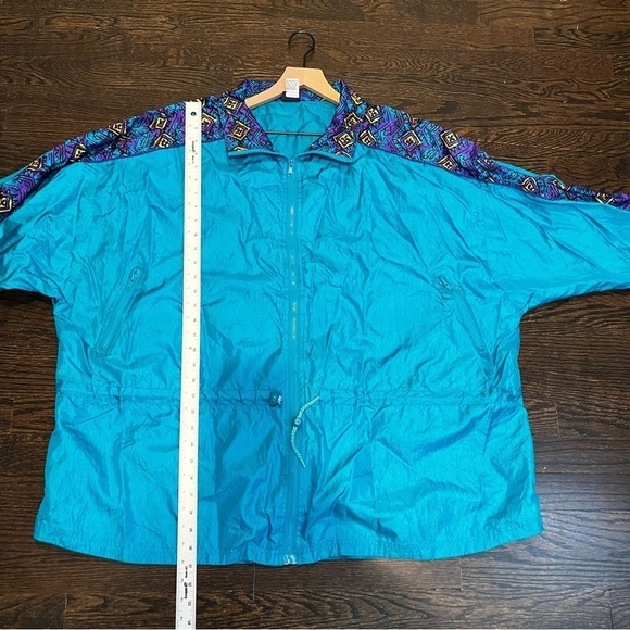 Women’s | Vintage Teal and Purple 80s Nylon Windbreaker Jacket | XXXL - Picture 7 of 8